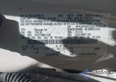 2013 Ford C-Max Hybrid Se z USA, uszkodzony, nr VIN 1FADP5AU2DL503566